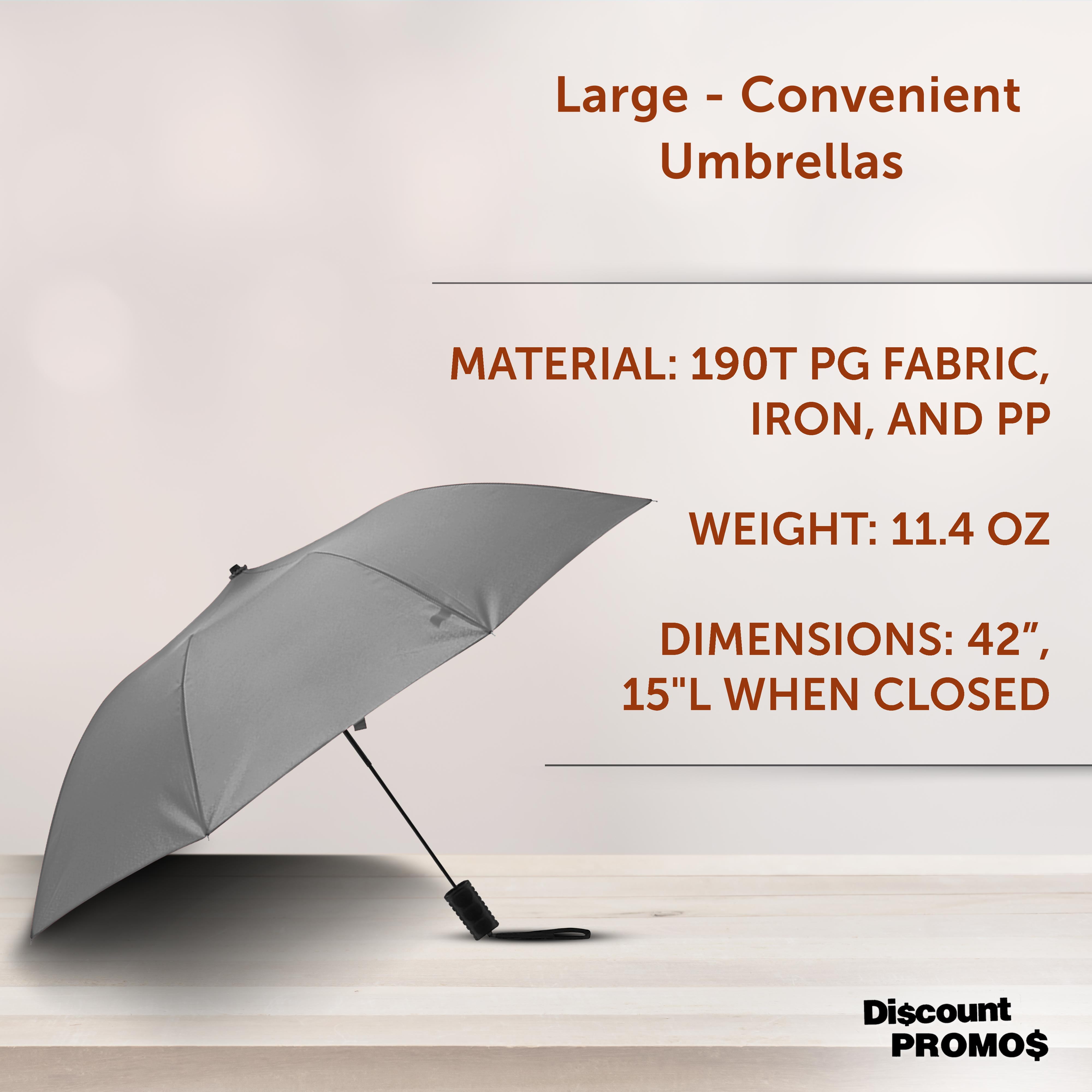 Compact Manual Folding Umbrellas Set of 12, Bulk Pack - Perfect for Travel, Promotional Events or Giveaways - Grey
