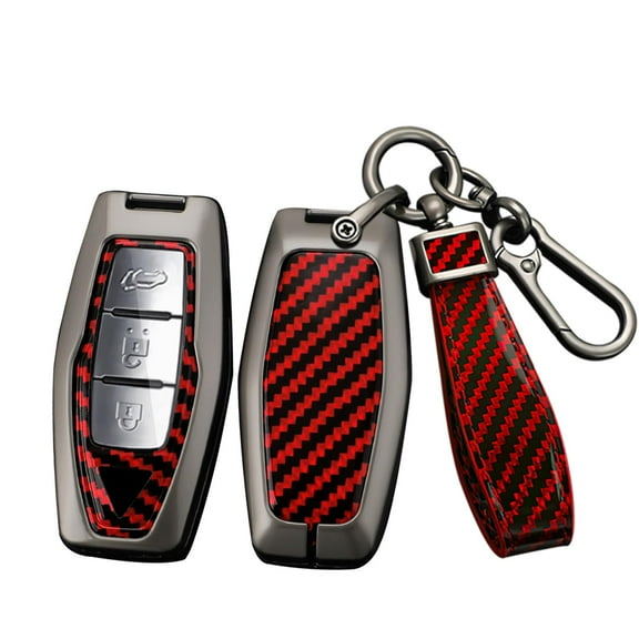 Carbon Pattern Car Key Cover Fit for Mitsubishi Outlander 2022 2023 2024 2025,Smart Remote Key Fob Case,with Keychain,Scratch Resistant Key Skin