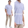 thumbnail image 5 of DARING DIVA Men's Plaid Short Sleeved Button Down Business Checked Dress Shirt M Blue, 5 of 6