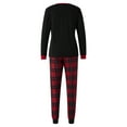 thumbnail image 5 of Christmas Family Pajamas Matching Set Letter Elk Print Long Sleeve Tops and Plaid Pants Sleepwear, 5 of 10