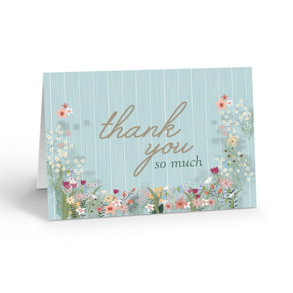 Spring Wildflower Thank You Notecard - 10 Note Cards with Envelopes - B14448