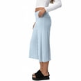 thumbnail image 5 of Dwellite Wide Leg Cropped Pants for Women Low Rise Fold Over Stretch Pants for Summer Beach Holiday Streetwear Light Blue L, 5 of 8