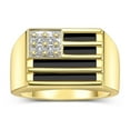 thumbnail image 1 of RYLOS Men's Rings Yellow Gold Plated Silver USA Flag Designer Ring With Diamonds and Black Onyx Rings For Men Designer Patriotic Jewelry Size 11, 1 of 5