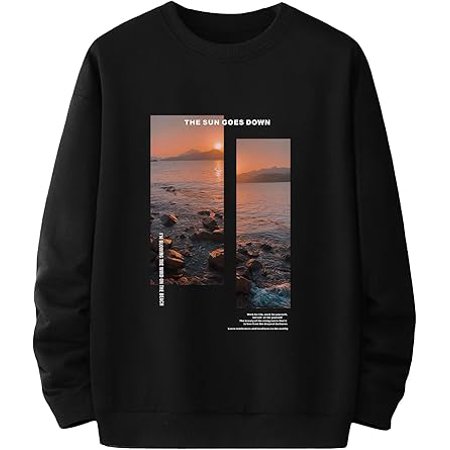 SOLY HUX Men's Letter Graphic Sweatshirt Long Sleeve Round Neck Casual Pullover Tops