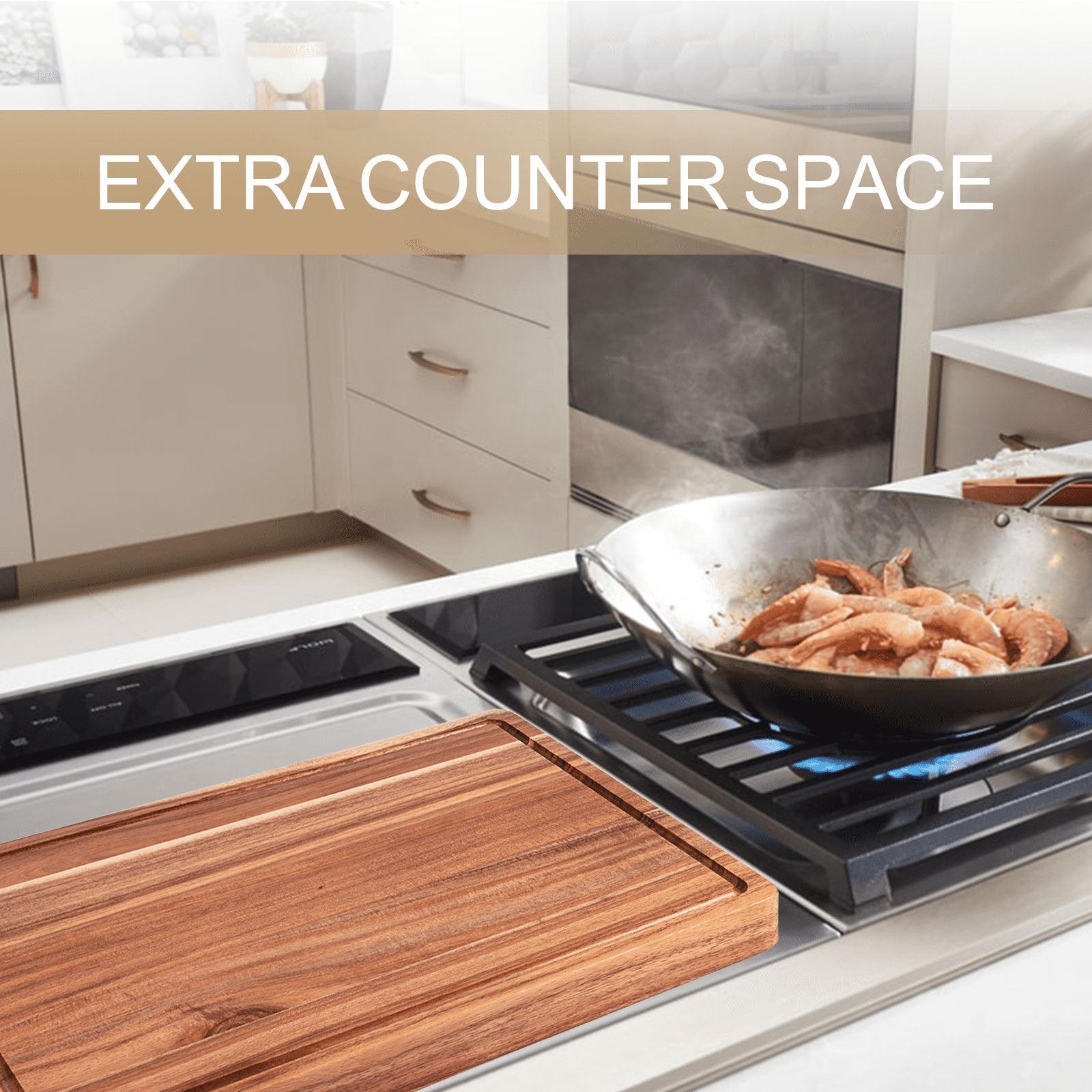 Extra Large Wood Cutting Board for Kitchen, 24" x 18"/20" x 15" Acacia Wood Large Butcher Block Cutting Board with Juice Groove, Thick Wooden Chooping Board Carving Board for Meat Turkey Vegetables