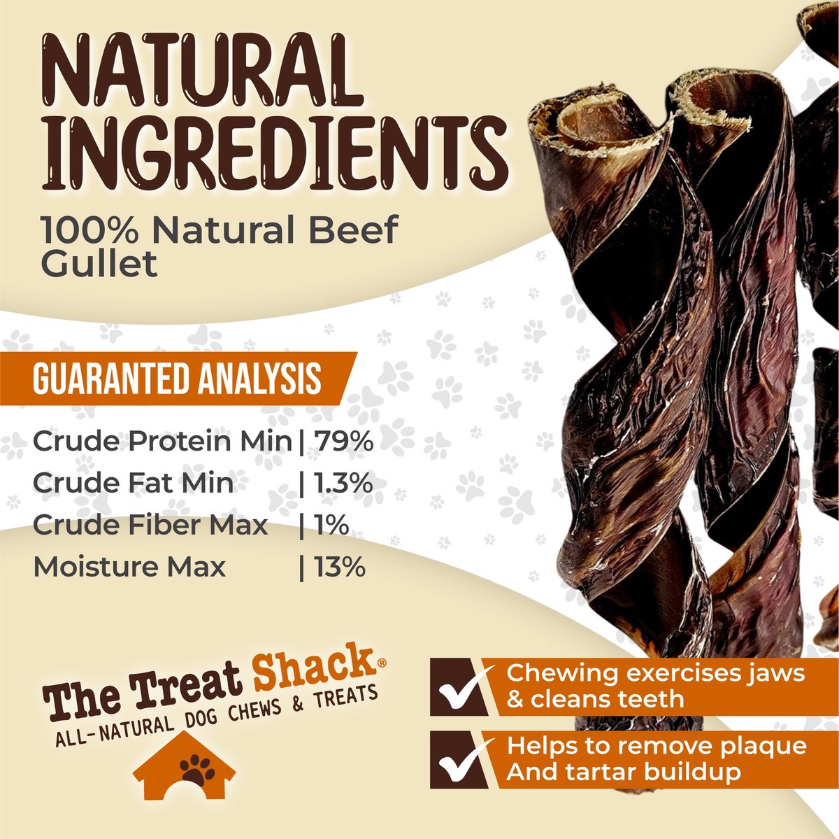 The Treat Shack Beef Springs High-Protein Jerky Dog Treats, 6CT