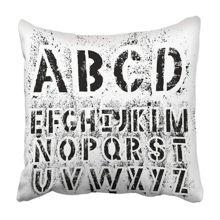 WOPOP Spray Black Grunge Alphabet For Your Design Letters White Paint Stencil Graffiti Sign Pillowcase 18x18