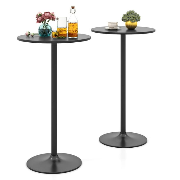 Juego de mesa bistró COSTWAY, redondo, ajustable en altura, negro, x2