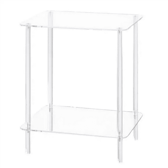 Acrylic Coffee Table Square Side Accent Sofa Bedside Clear Double Tier Snack Tea for Room
