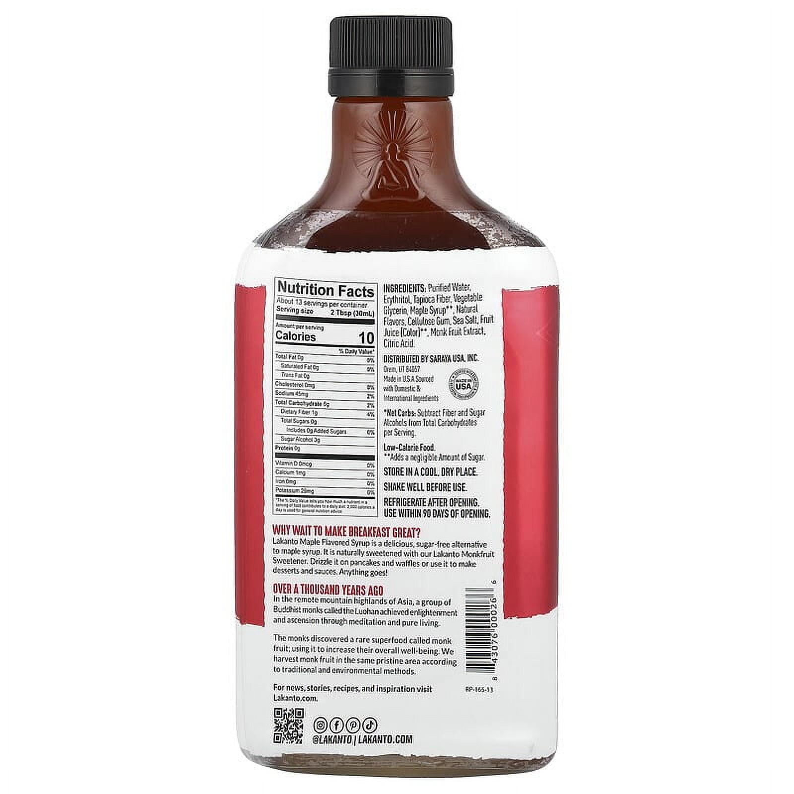 Lakanto, Maple Flavored Syrup, Monkfruit Sweetened, 13 fl oz (384 ml) Pack of 4