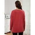 thumbnail image 7 of Ecavus Women's Oversize Maternity Clothes Side Slit Long Sleeves Tops With Pocket Fall Mama Pregnancy Tops Red Wood L, 7 of 7