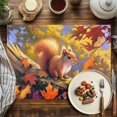 thumbnail image 4 of Cute Squirrel Placemats Set of 12 Maple Leaves in Fall Heat Insulated Linen Place Mats, Washable Stain-Proof Table Mats for Dining Tables Holiday Decor 13x19inch, 4 of 9