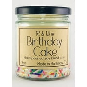 9oz Birthday Cake Candle, Highly Scented Soy Candle by R&W Co. Quality candles at an affordable price. Hand poured in small batches.