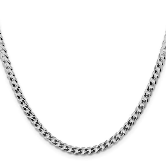 Diamond2Deal 925 Sterling Silver Rhodium-plated 4.7mm Flat Curb Chain Necklace for Men 18"