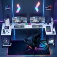 thumbnail image 3 of CONCETTA 49 Inch Modern L Shaped Computer Desk with Lower Storage Shelf & Side Bag, Two-Way Convertible Corner Gaming Table for Home Office, White, 3 of 8