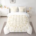 thumbnail image 2 of Manfei Yellow Damask Flower Bedding Comforter Set 7pcs, Tribal Hippie Mandala Geometric Queen Bedding Sets, Teen Adult Female Reversible Queen Sheet Sets, Microfiber Bedroom Decor, 2 of 7