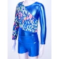 thumbnail image 4 of Jhaoyu Kids Girls 2Pcs Gymnastics Dance Outfits Long Sleeve Leotards with Shorts Athletic Biketards Royal Blue 8, 4 of 7