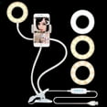 thumbnail image 2 of Anillo de luz LED para selfies con soporte para teléfono móvil, 3 modos de luz y 10 niveles de brillo, para transmisión en vivo (blanco), 2 of 8