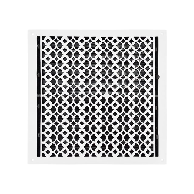 Cast Iron Floor Vent Cover 18″ x 18″ with Damper – Heavy Duty Handcrafted Tudor Mushroom Design HVAC Register – Powder Coated Repaintable Rust-Free Air Vent for Floors & Walls