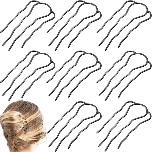 Zhuge 8 piezas de peines laterales para el cabello, 4 puntas para el cabello, palillos para el cabello en forma de U para mujeres, accesorios para herramientas de peinado del cabello