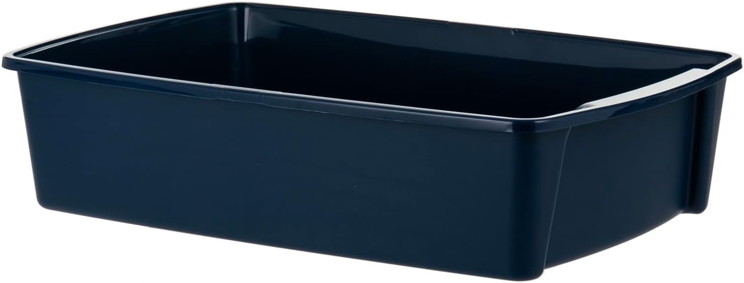 IRIS XX-Large Side Entry Cat Litter Box Open Top with High-Sided Scatter Shield, 30" L × 20" W × 14" H, Navy