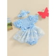 thumbnail image 5 of BemeyourBBs Baby Girls First Birthday Outfit 1st Birthday Party Dress Newborn Fairy Tulle Tutu Romper Dress Summer Clothes Floral Embroidery Bodysuit Cake Smash Dresses Headband, 5 of 9
