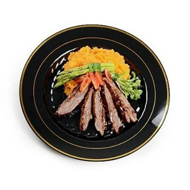 Fineline Settings 510-BKG Black & Gold Round Buffet Plate