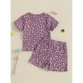thumbnail image 6 of Toddler Baby Girls Shorts Clothing Set, 6 12 18 24 Months 2T 3T 4T Short Sleeve Crew Neck T-shirt with Shorts Floral Summer Outfit, 6 of 9