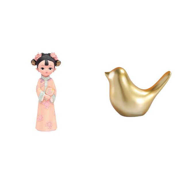 Estatua de muñeca de resina,Estatua de resina de niña antigua tradicional china,Artesanía Vestido Folclórico Decoración Étnica Folclórica,Figura de pájaros,Figura de pájaro