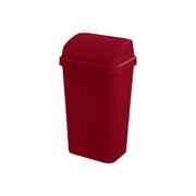 Sterilite 13 Gallon Trash Can, Plastic Swing Top Kitchen Trash Can, Red