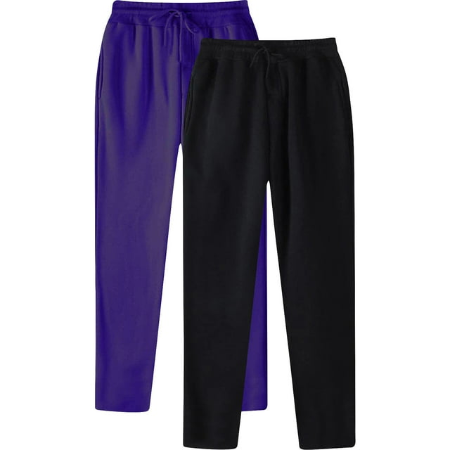 Men's Hip Hop Pants Casual Solid Color Track Cuff Lace Up Workout Pants With Pocket 2 Pcs