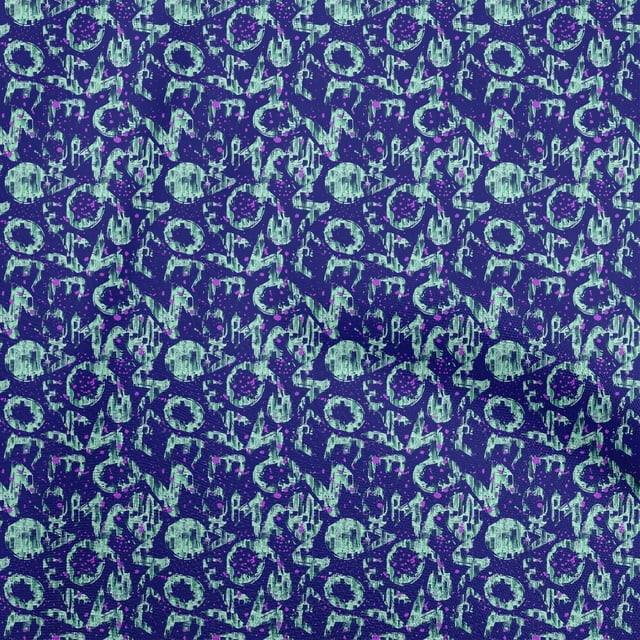 oneOone Polyester Spandex Indigo Blue Fabric Abstracts Fabric For Sewing Printed Craft Fabric By The Yard 56 Inch Wide