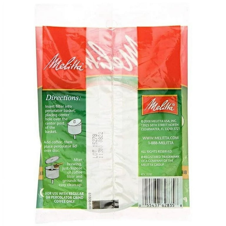 Melitta White Disc Coffee Filter 100 Count Pack of 6