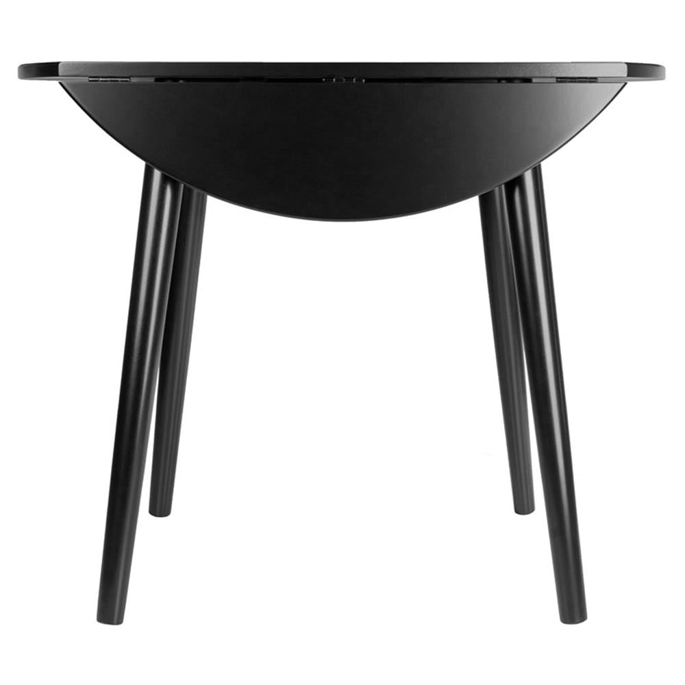 Winsome Moreno 36" Round Drop Leaf Transitional Solid Wood Dining Table in Black