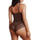 thumbnail image 1 of Body de encaje para mujer, ropa moldeadora con control de barriga, camisola sin espalda con cuello en V, camisetas más delgadas sin mangas, 1 of 1