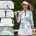 thumbnail image 6 of Binienty Palm Leaf Golf Tennis Shirts Short Sleeve Cloth Workout Tennis T-Shirts Soft and Comfortable Quarter Zip Lightweight with Collar Shirt Suitable for Outdoor Sports, 6 of 7