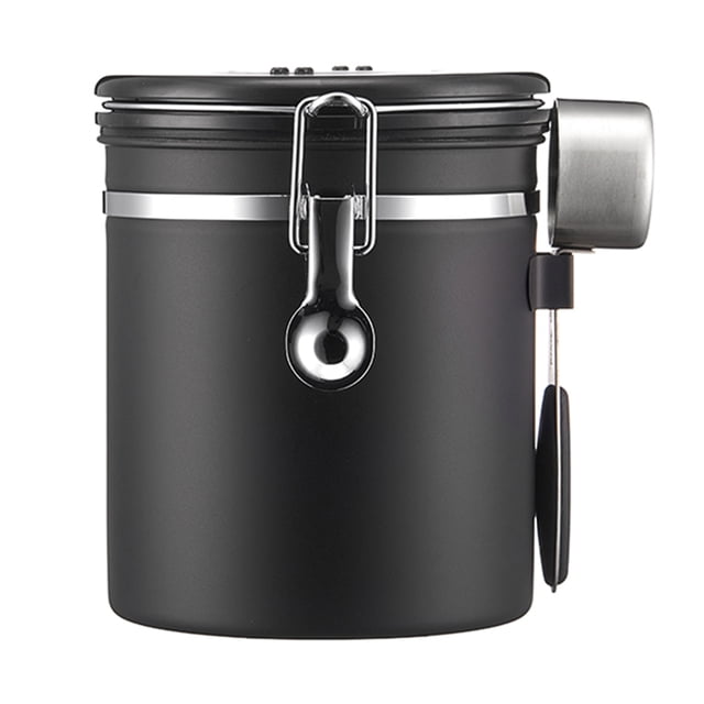 Soporte sellado para granos de café Jarra de almacenamiento de alimentos de acero inoxidable Irfora Negro/1.5L