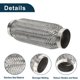 thumbnail image 4 of Tubo flexible de escape para automóvil Unique Bargains de 2.20 pulgadas de diámetro exterior, tubo trenzado flexible universal, tono plateado, 1 pieza, 4 of 6