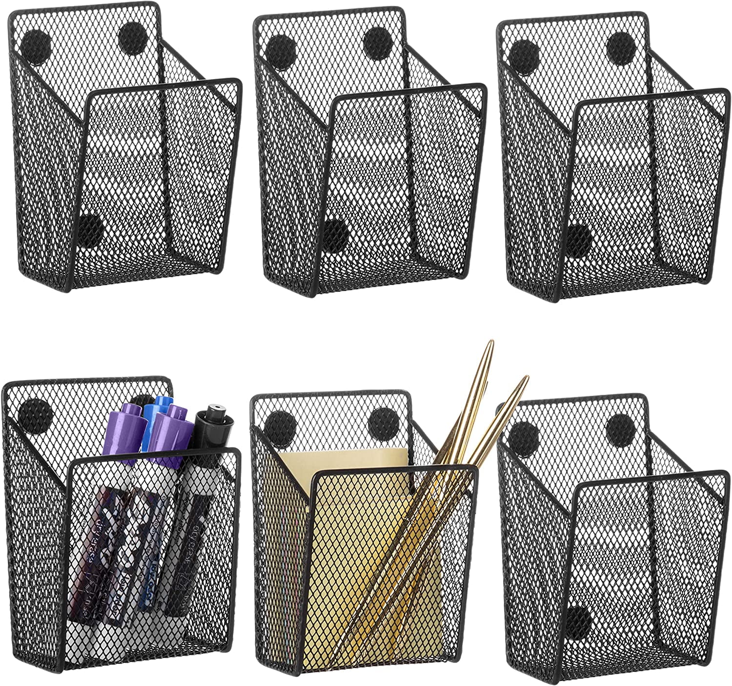 Chris.W 2-Pack Black Wire Mesh Cubicle Organizers - Hanging Pen Holder For Office Partitions
