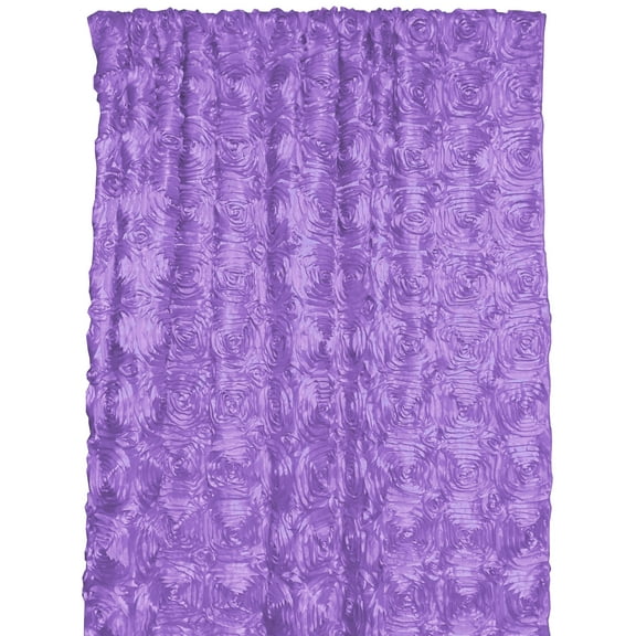 Satin Rosette 3D Pop up Flower Single Curtain Panel 54 Inch Wide Lavender