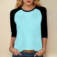 thumbnail image 2 of zaveiop Women's Color Block 3/4 Raglan Sleeves T-Shirt Loose Crew Neck Casual Tops Trendy Basic Pullover Casual Outfits 2025 (Z-Light Blue, XL), 2 of 6