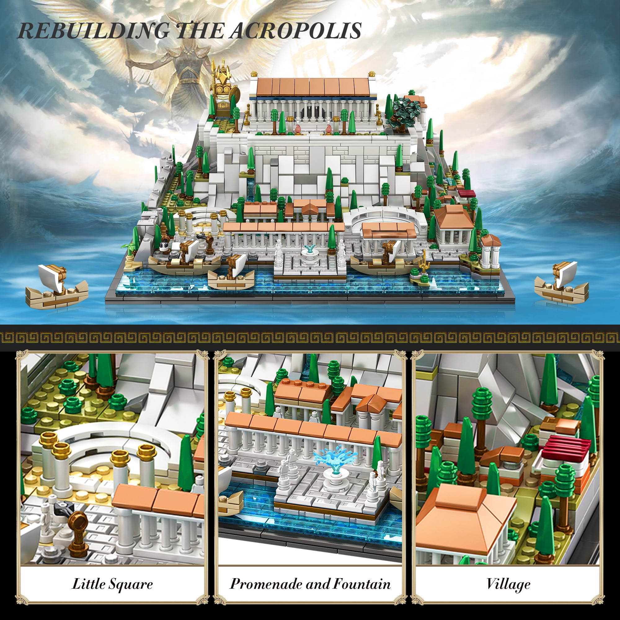 Acropolis of Athens Architecture Set, Compatible with Lego, 1988