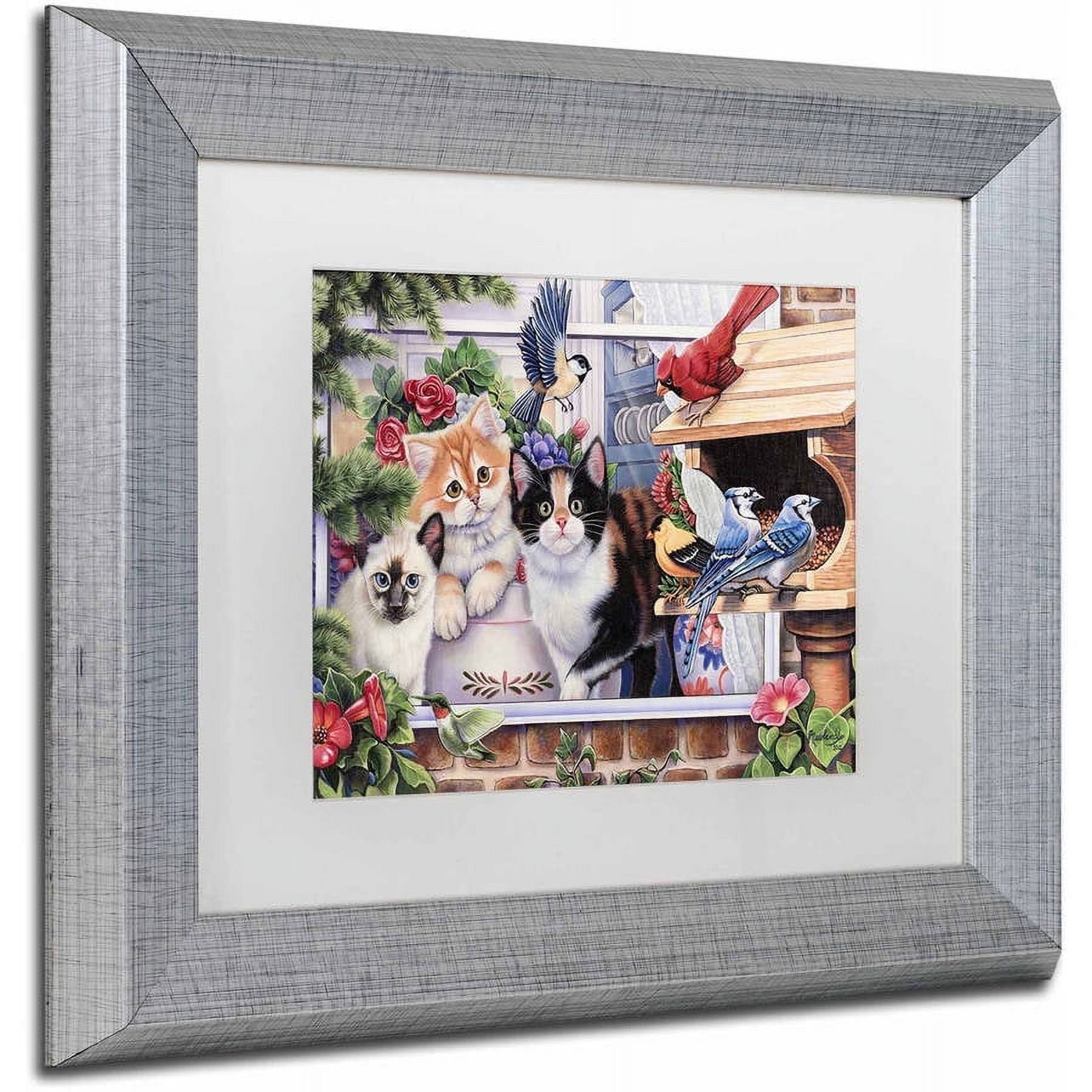 Trademark Fine Art 'Springtime Wonders' Canvas Art by Jenny Newland, White Matte, Silver Frame