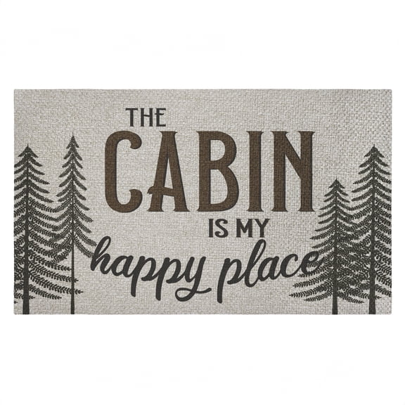 Cabin Is My Happy Place Outdoor Door Mat, design by Kim Allen, 18"x30"