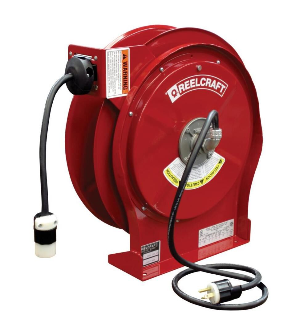 Reelcraft Single Receptacle Power Cord Reel Steel Series L5005 50'