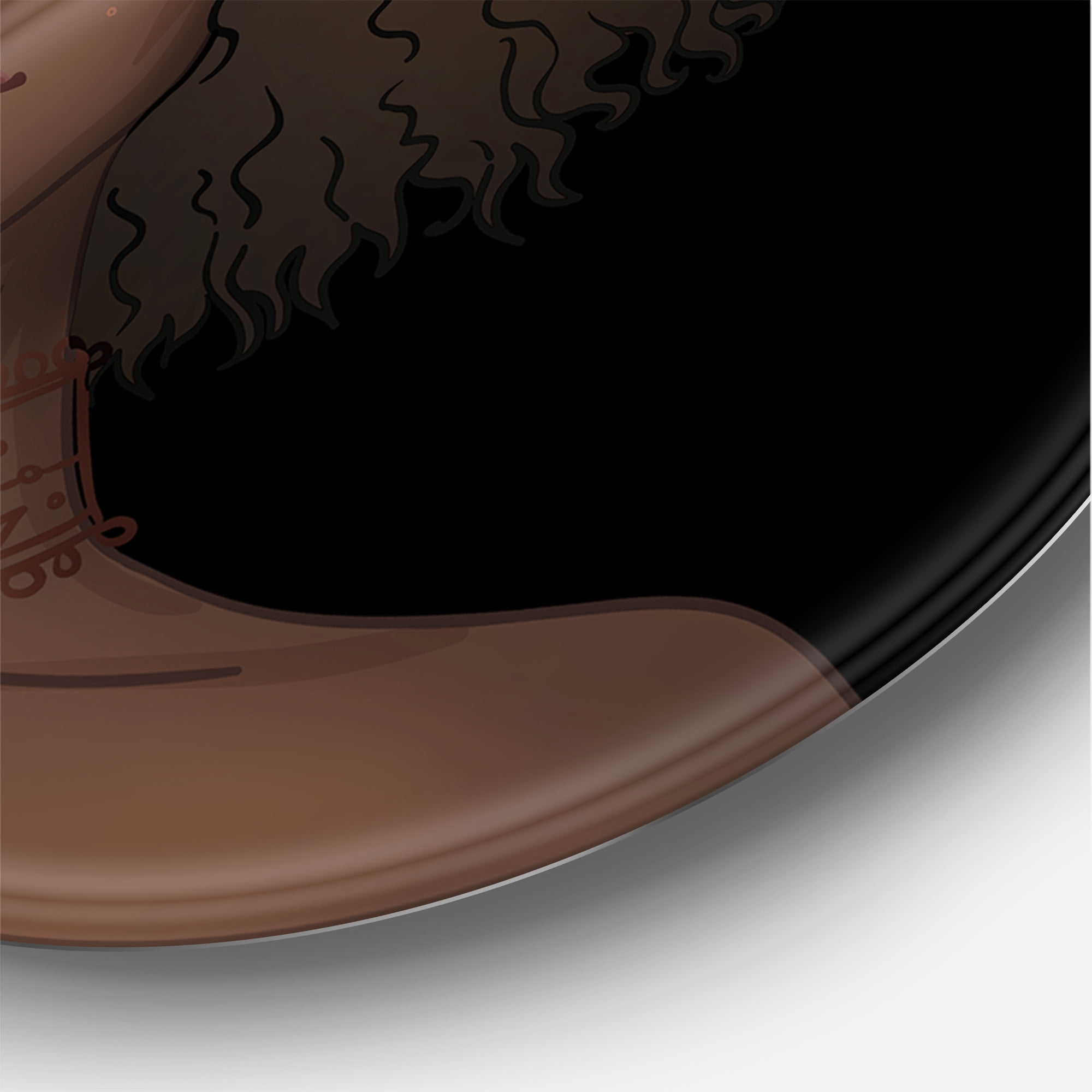 Designart 'Portrait of Afro American Woman III' Modern Circle Metal Wall Art 23x23 - Disc of 23