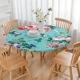 thumbnail image 3 of Round Fitted Tablecloth with Elastic Edges Fits 36"-44" Round Tables Pioneer Colorful Floral Waterproof Table Cover Washable Indoor and Outdoor for Party Kitchen Dinner Banquet Patio Picnic, 3 of 7