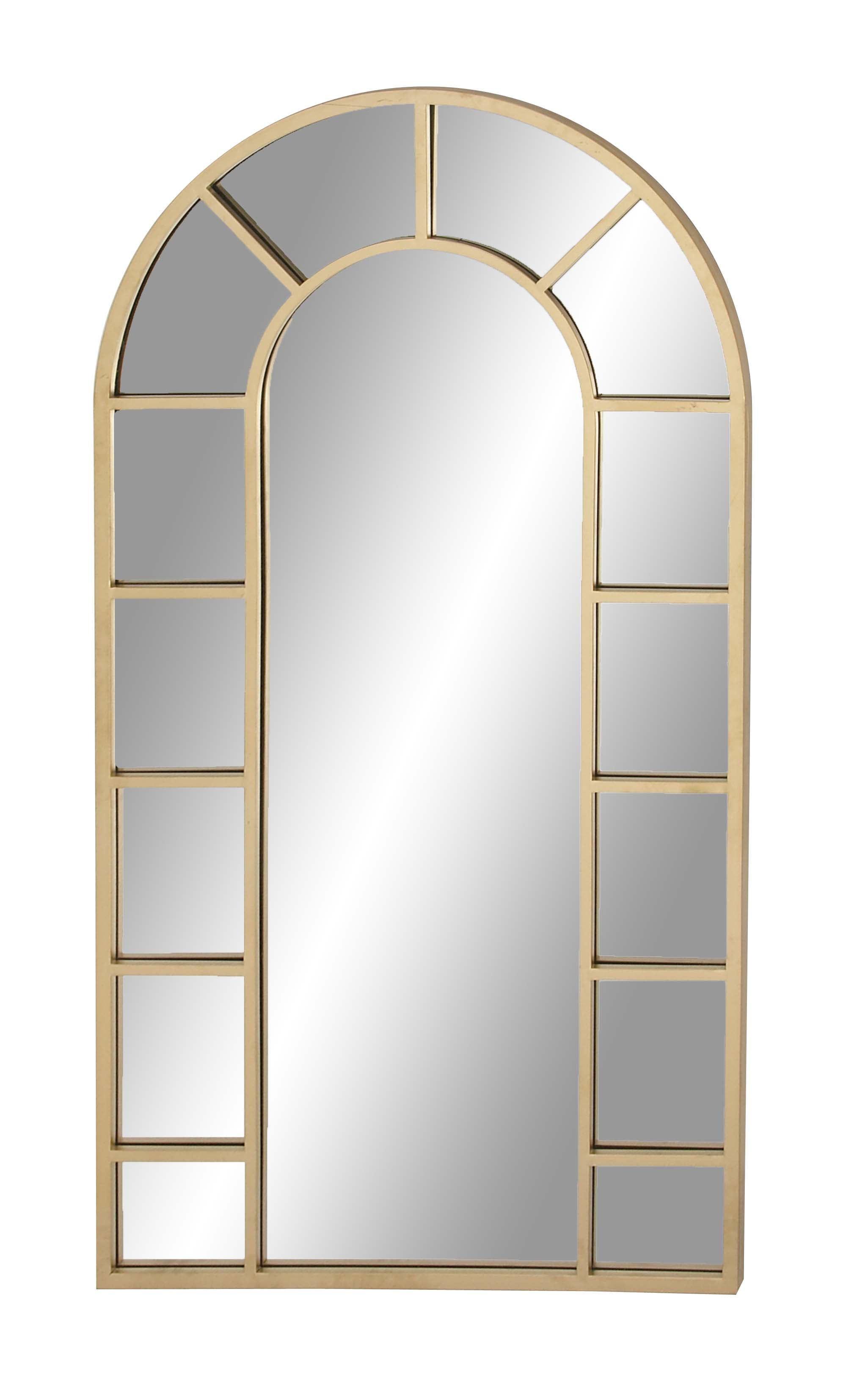 Decmode Contemporary Wood And Metal Arched Gold Wall Mirror, Gold