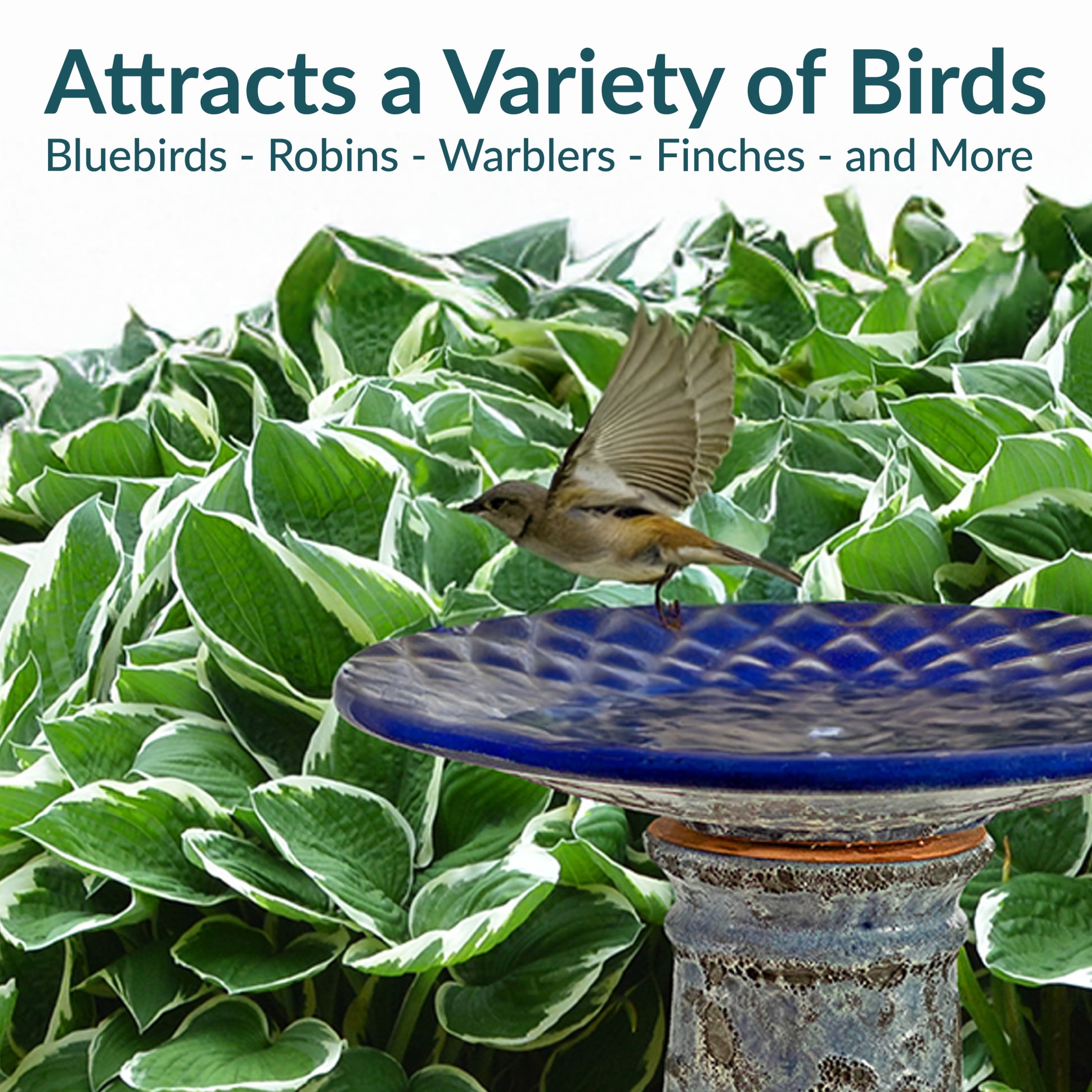 Sunnydaze Rennes Freestanding Ceramic Outdoor Bird Bath, UV-Resistant Blue Lava Finish