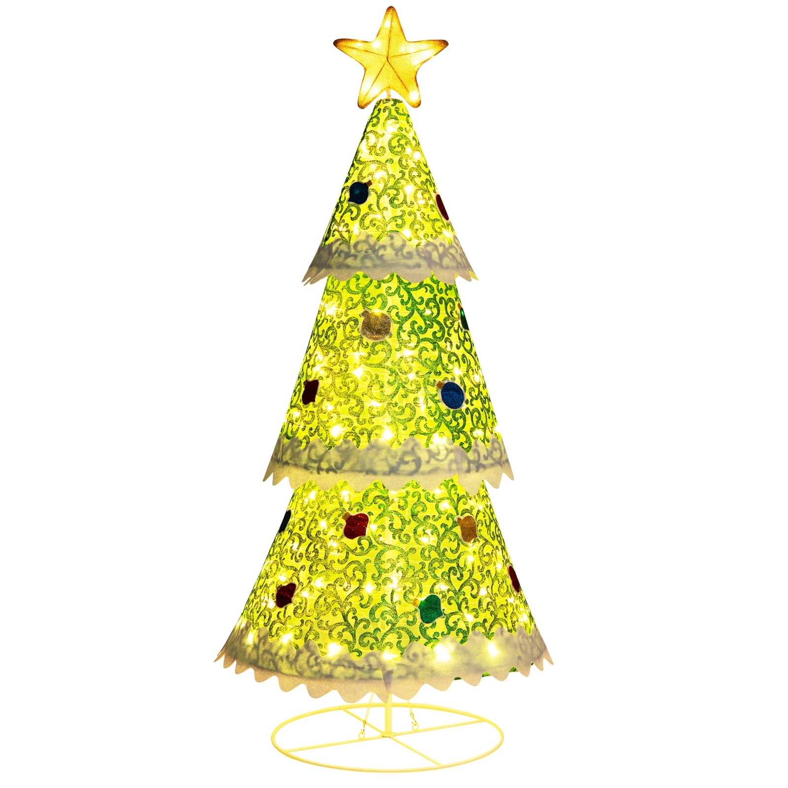 Topbuy 4.6 FT Popup Christmas Tree Collapsible Artificial Xmas Tree w